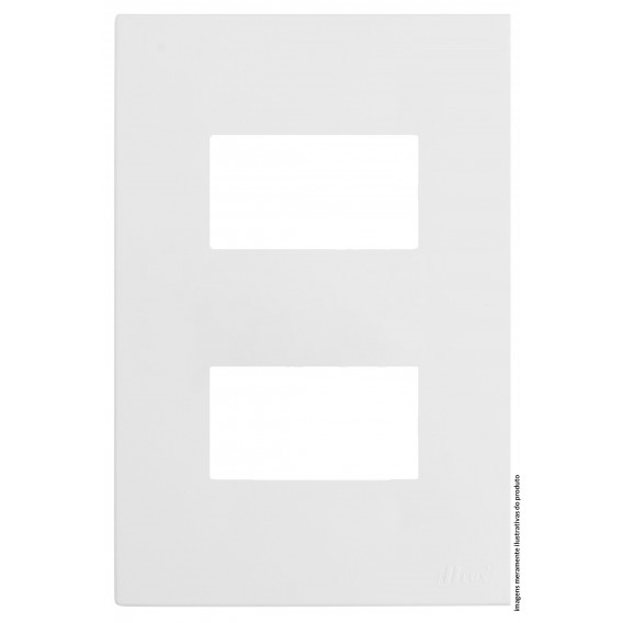 Placa 2 Módulo Separados com Suporte 4x2 - RECTA Branco Satin Fosco